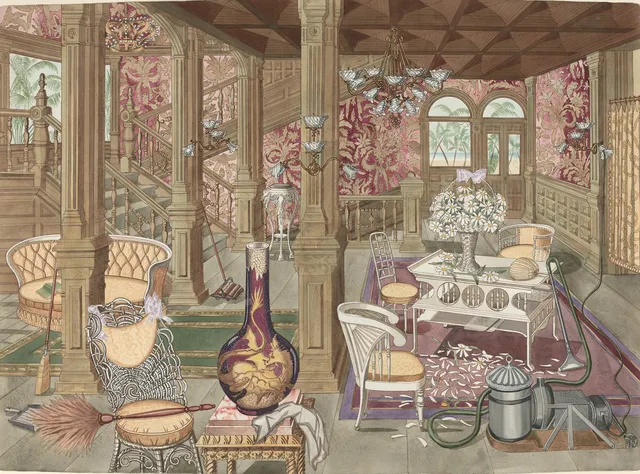 Heritage Palette wallpaper: Left Stairway and Hall Hotel 1947